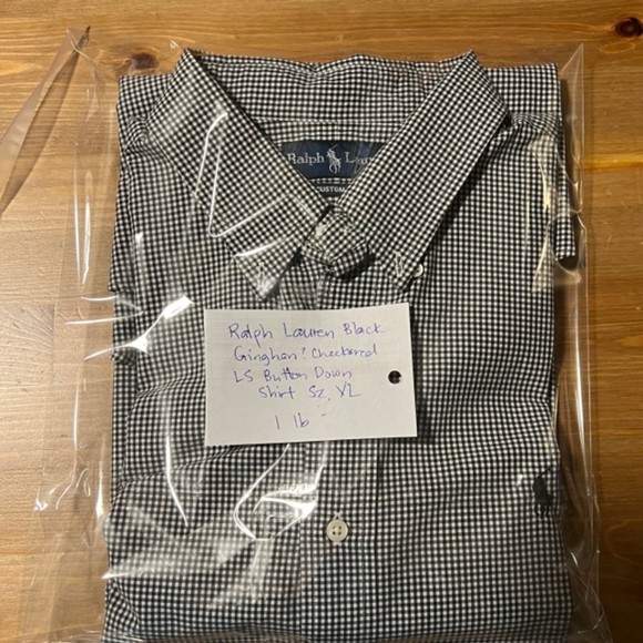 Ralph Lauren Mens Black Blaire Gingham Check LS Custom Fit Shirt Size XL - Picture 10 of 10